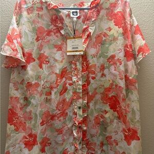 Floral Button-Up Blouse-Anne Klein 3x